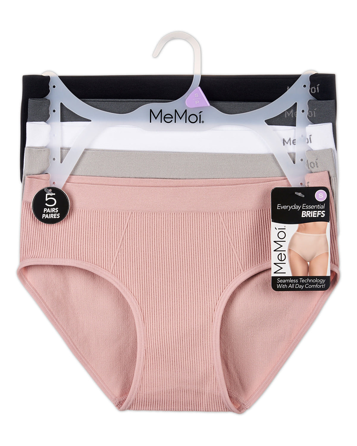 5 Pair Women's Seamless Ribbed No-Show Tag-Free Briefs