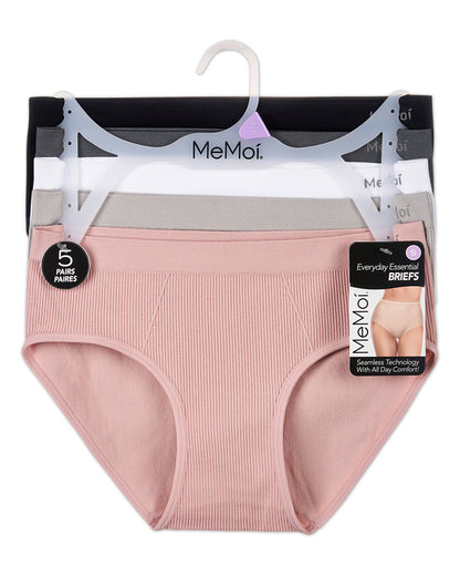 5 Pair Women's Seamless Ribbed No-Show Tag-Free Briefs