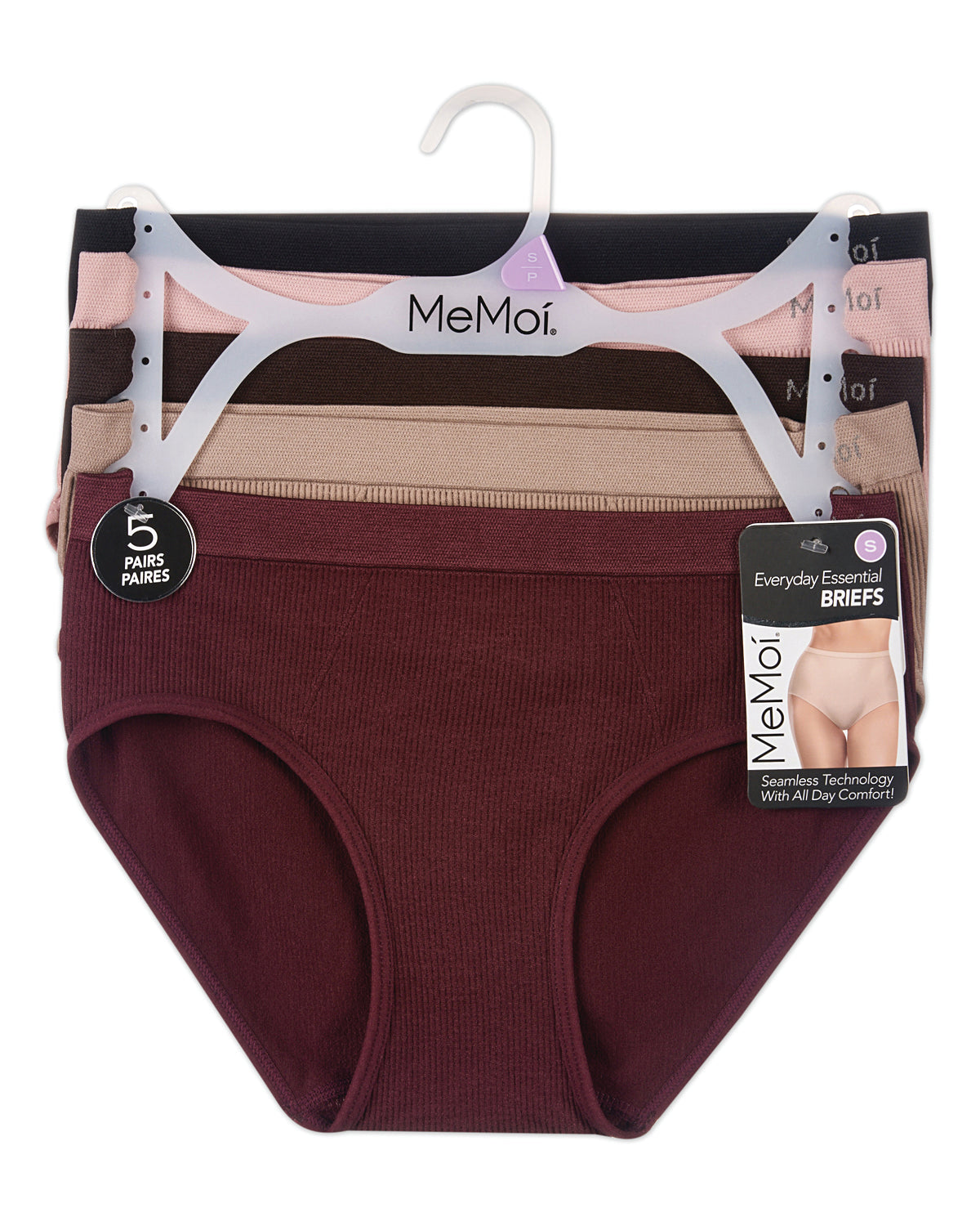 5 Pair Women's Seamless Ribbed No-Show Tag-Free Briefs