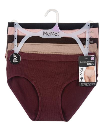 5 Pair Women's Seamless Ribbed No-Show Tag-Free Briefs