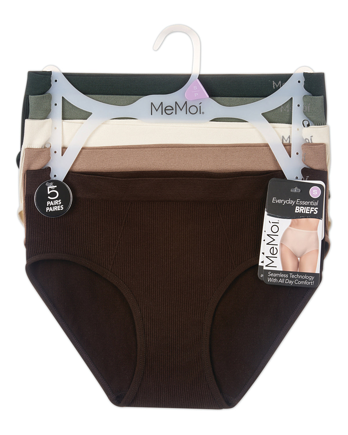 5 Pair Women's Seamless Ribbed No-Show Tag-Free Briefs