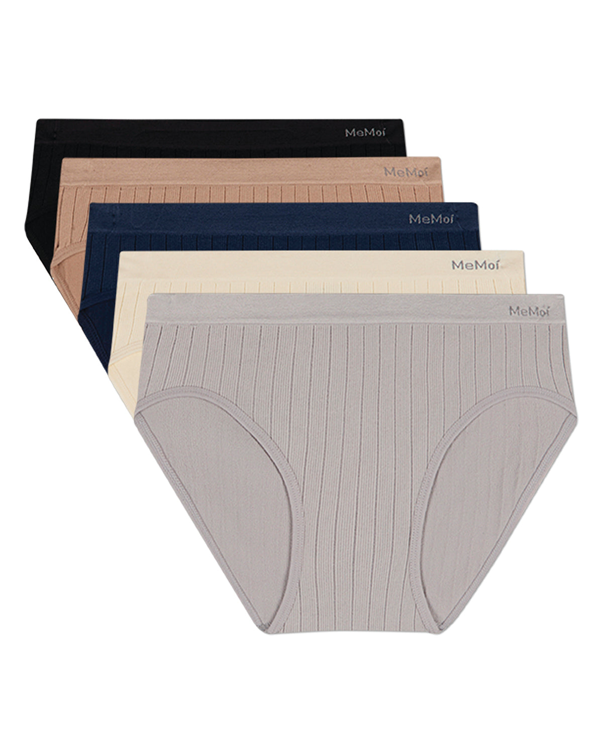 5 Pair Women's Seamless Wide-Rib Full-Coverage Tag-Free Briefs