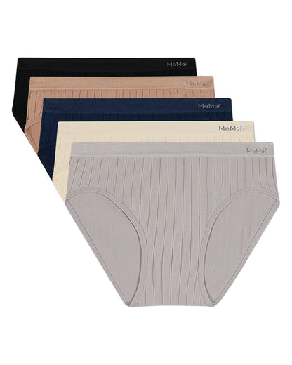 5 Pair Women's Seamless Wide-Rib Full-Coverage Tag-Free Briefs