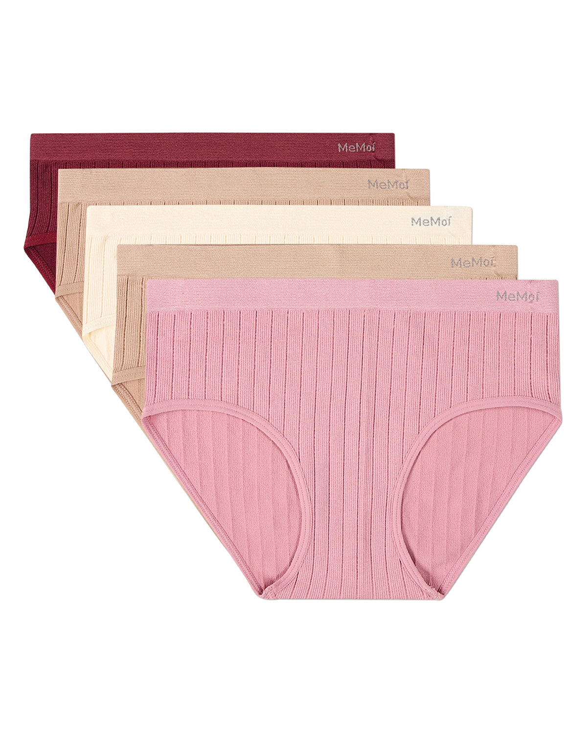 5 Pair Women's Seamless Wide-Rib Full-Coverage Tag-Free Briefs