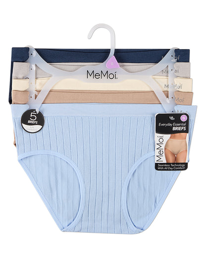 5 Pair Women's Seamless Wide-Rib Full-Coverage Tag-Free Briefs