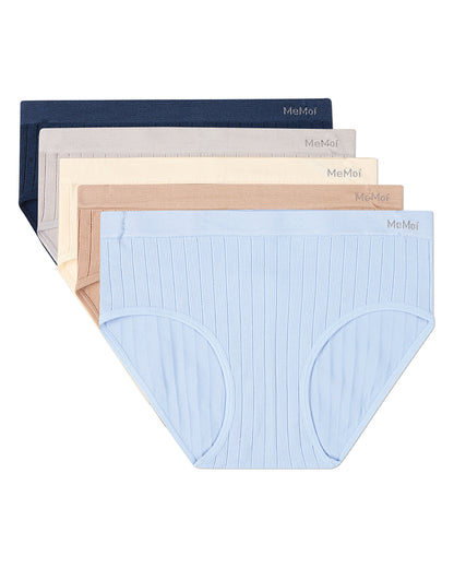 5 Pair Women's Seamless Wide-Rib Full-Coverage Tag-Free Briefs