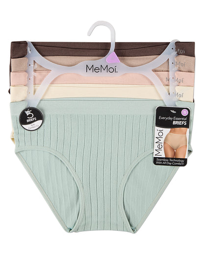 5 Pair Women's Seamless Wide-Rib Full-Coverage Tag-Free Briefs
