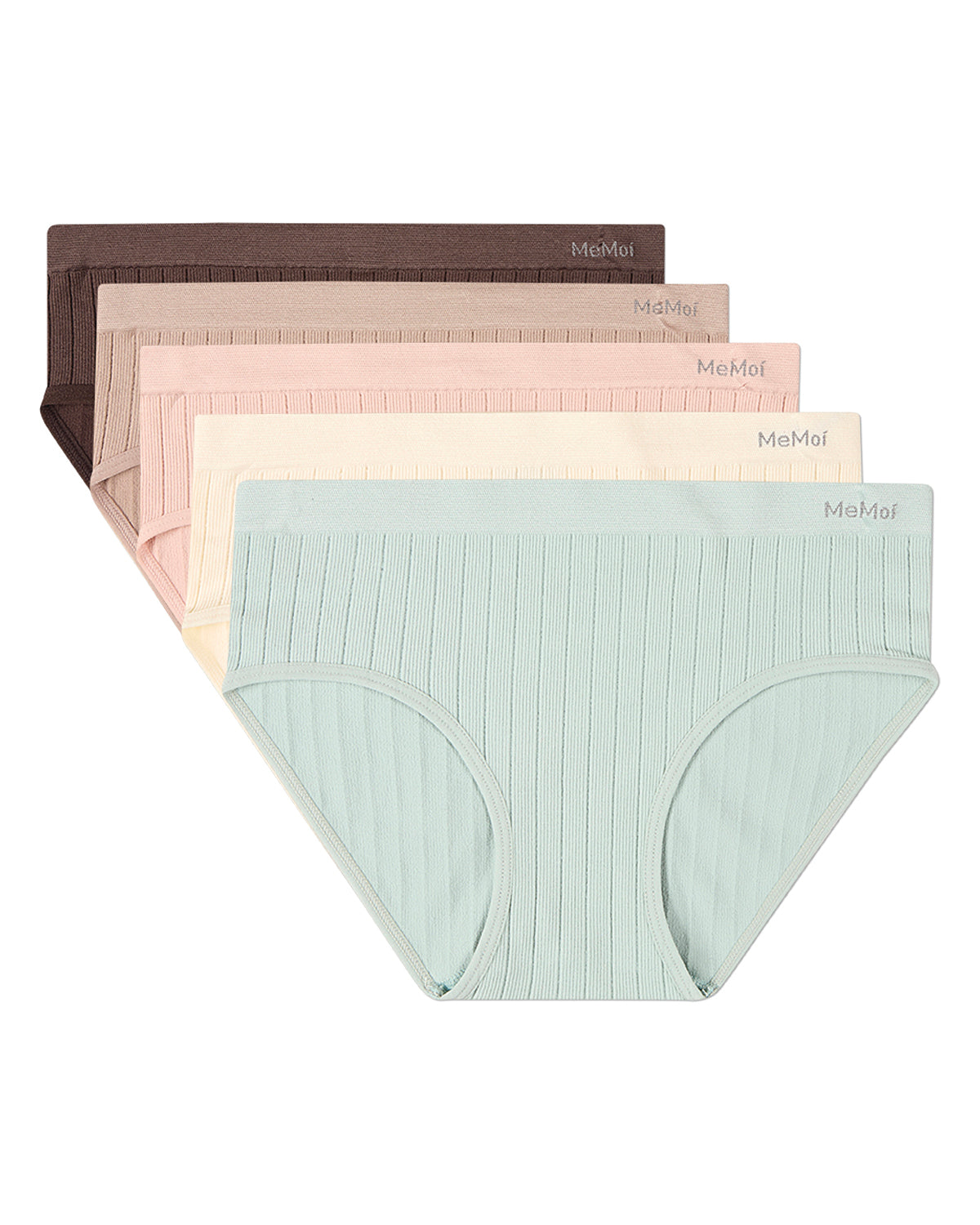 5 Pair Women's Seamless Wide-Rib Full-Coverage Tag-Free Briefs