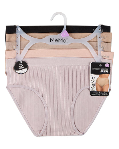 5 Pair Women's Seamless Wide-Rib Full-Coverage Tag-Free Briefs