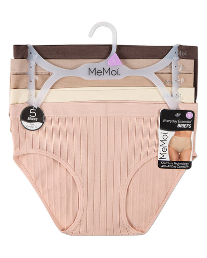 5 Pair Women's Seamless Wide-Rib Full-Coverage Tag-Free Briefs