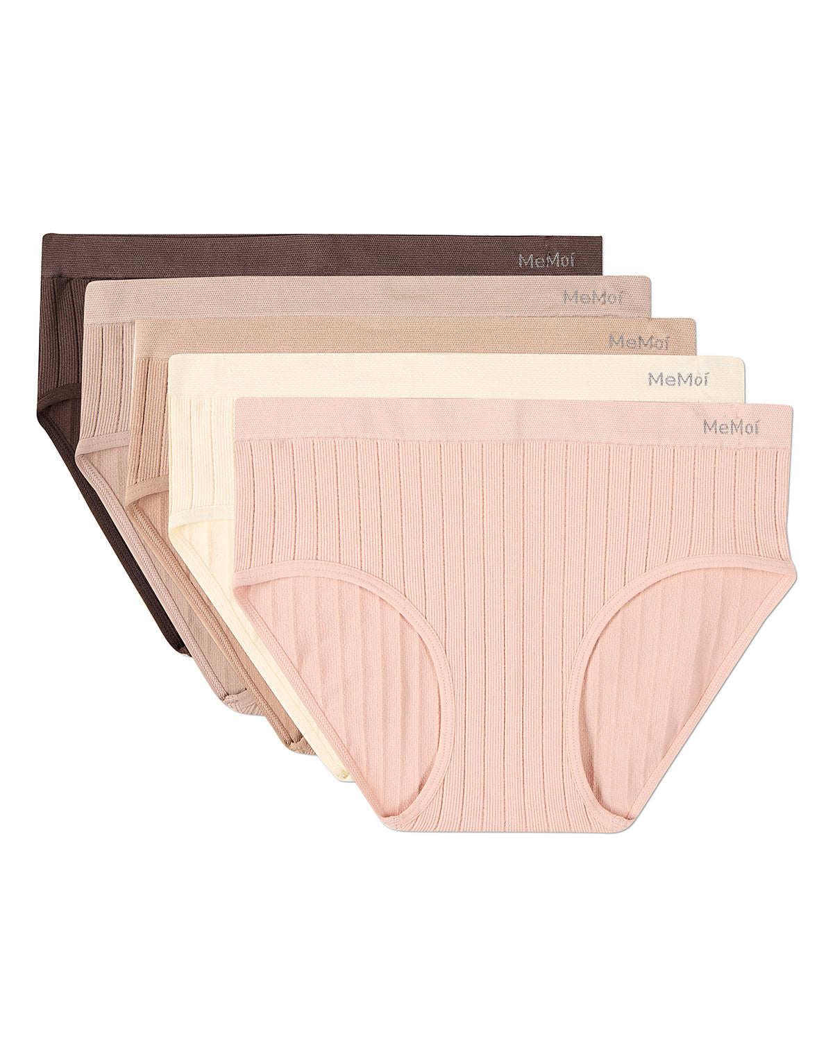 5 Pair Women's Seamless Wide-Rib Full-Coverage Tag-Free Briefs
