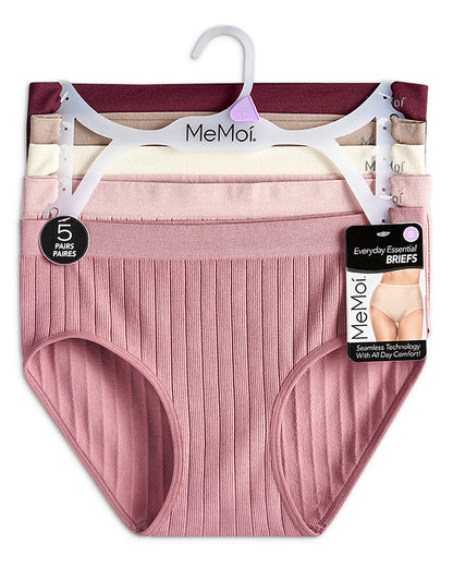 5 Pair Women's Seamless Wide-Rib Full-Coverage Tag-Free Briefs