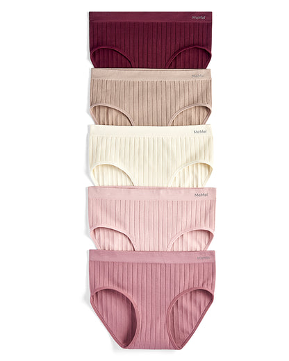 5 Pair Women's Seamless Wide-Rib Full-Coverage Tag-Free Briefs