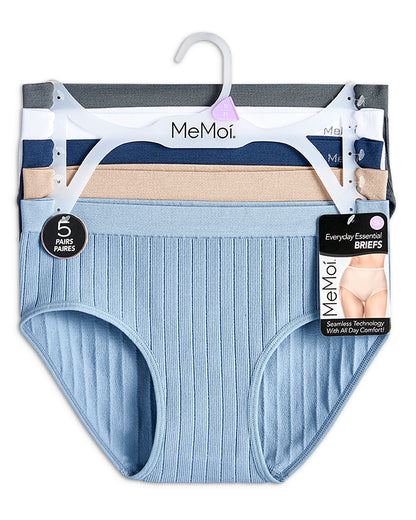 5 Pair Women's Seamless Wide-Rib Full-Coverage Tag-Free Briefs
