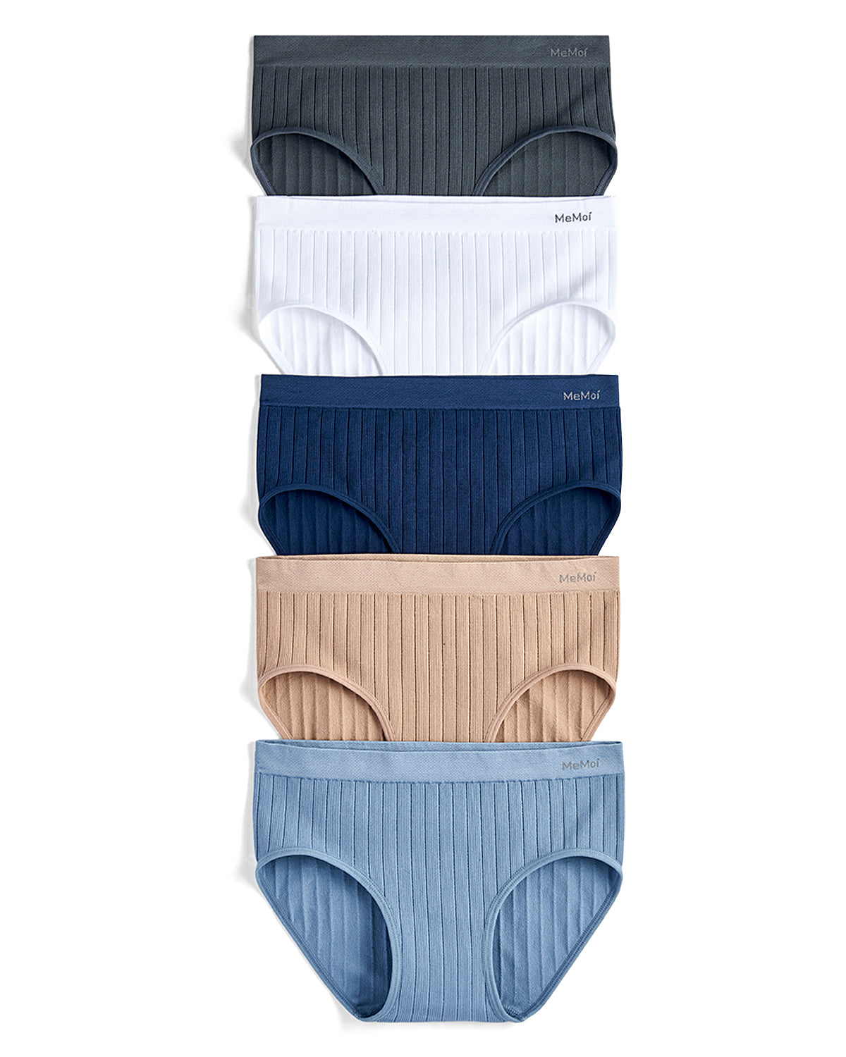 5 Pair Women's Seamless Wide-Rib Full-Coverage Tag-Free Briefs