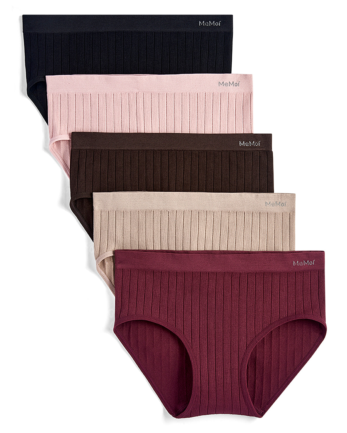 5 Pair Women's Seamless Wide-Rib Full-Coverage Tag-Free Briefs