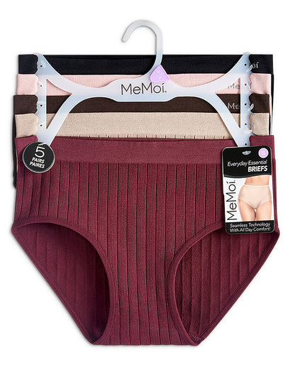 5 Pair Women's Seamless Wide-Rib Full-Coverage Tag-Free Briefs
