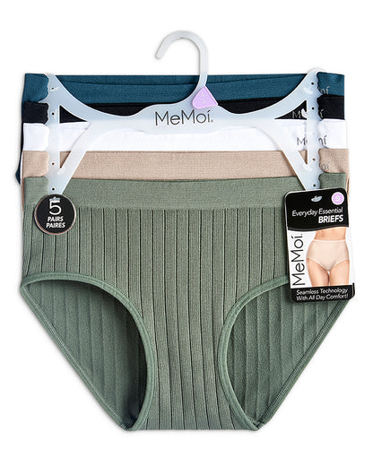 5 Pair Women's Seamless Wide-Rib Full-Coverage Tag-Free Briefs