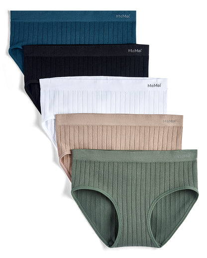 5 Pair Women's Seamless Wide-Rib Full-Coverage Tag-Free Briefs