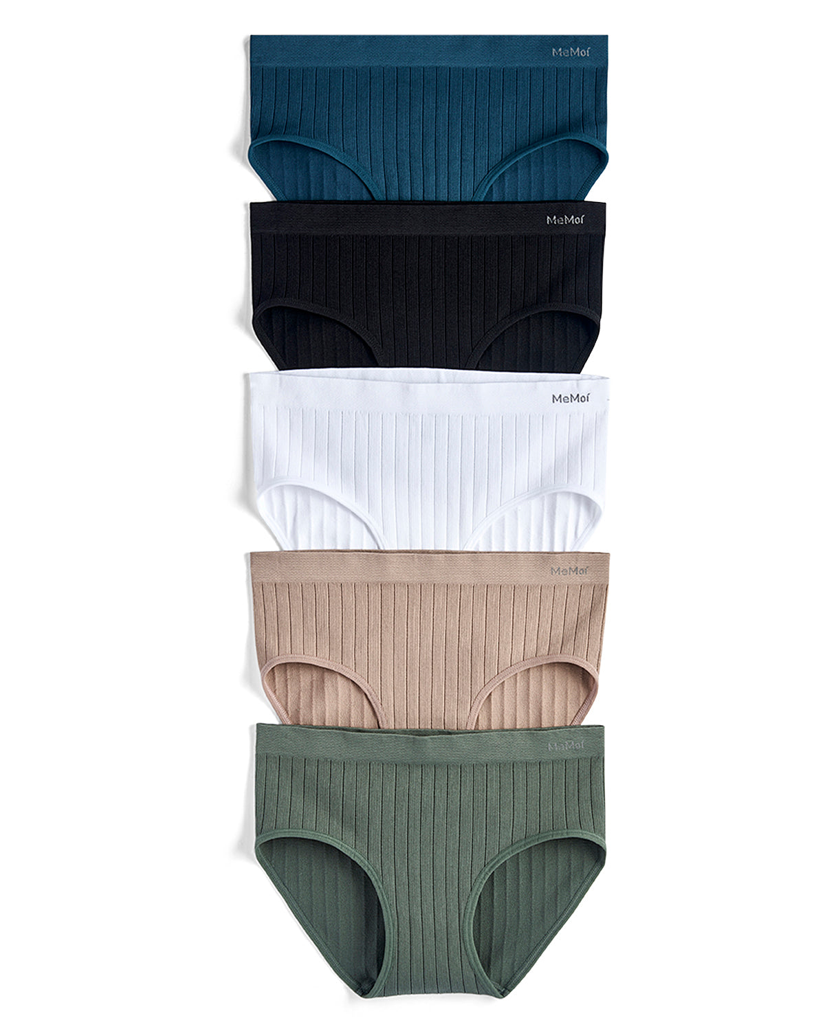 5 Pair Women's Seamless Wide-Rib Full-Coverage Tag-Free Briefs