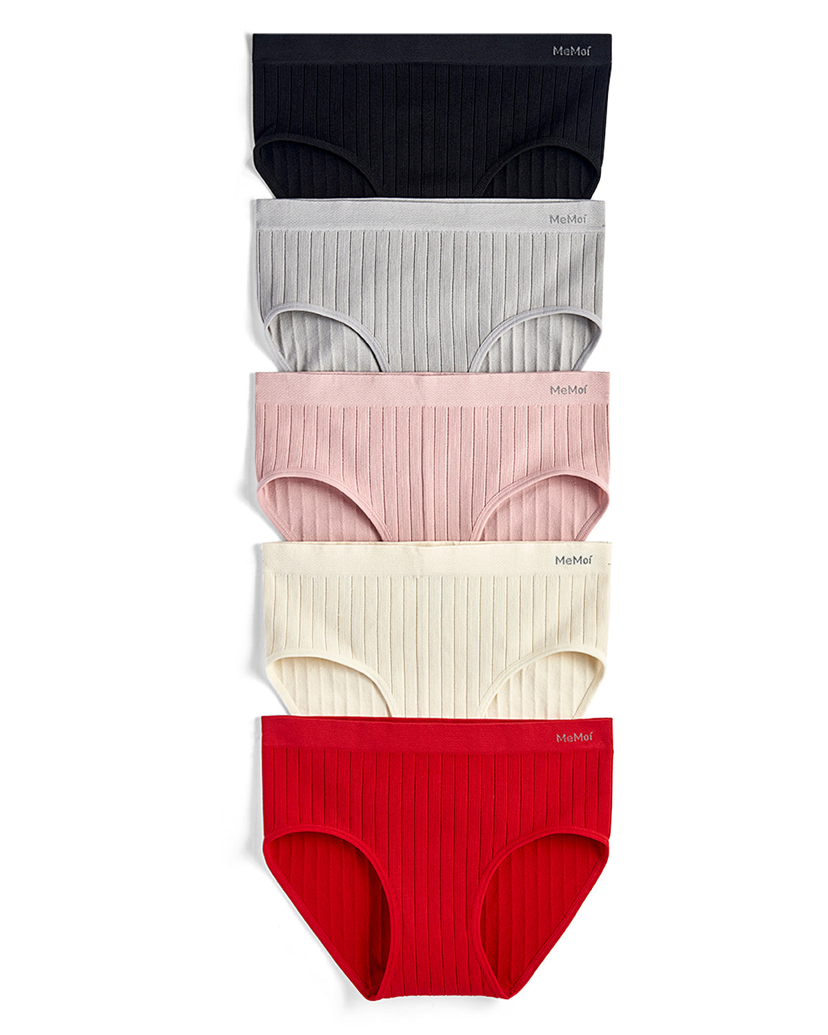 5 Pair Women's Seamless Wide-Rib Full-Coverage Tag-Free Briefs