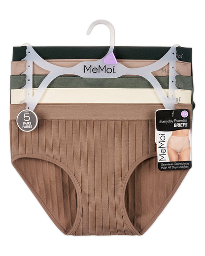 5 Pair Women's Seamless Wide-Rib Full-Coverage Tag-Free Briefs