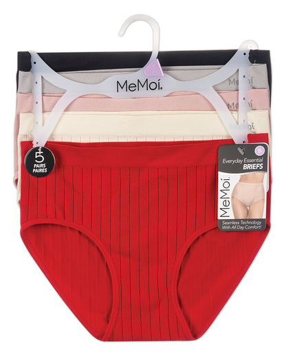 5 Pair Women's Seamless Wide-Rib Full-Coverage Tag-Free Briefs