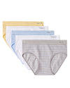 5 Pair Women's Seamless Striped Crinkle-Texture Ribbed Tag-Free Briefs