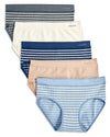 5 Pair Women's Seamless Striped Crinkle-Texture Ribbed Tag-Free Briefs