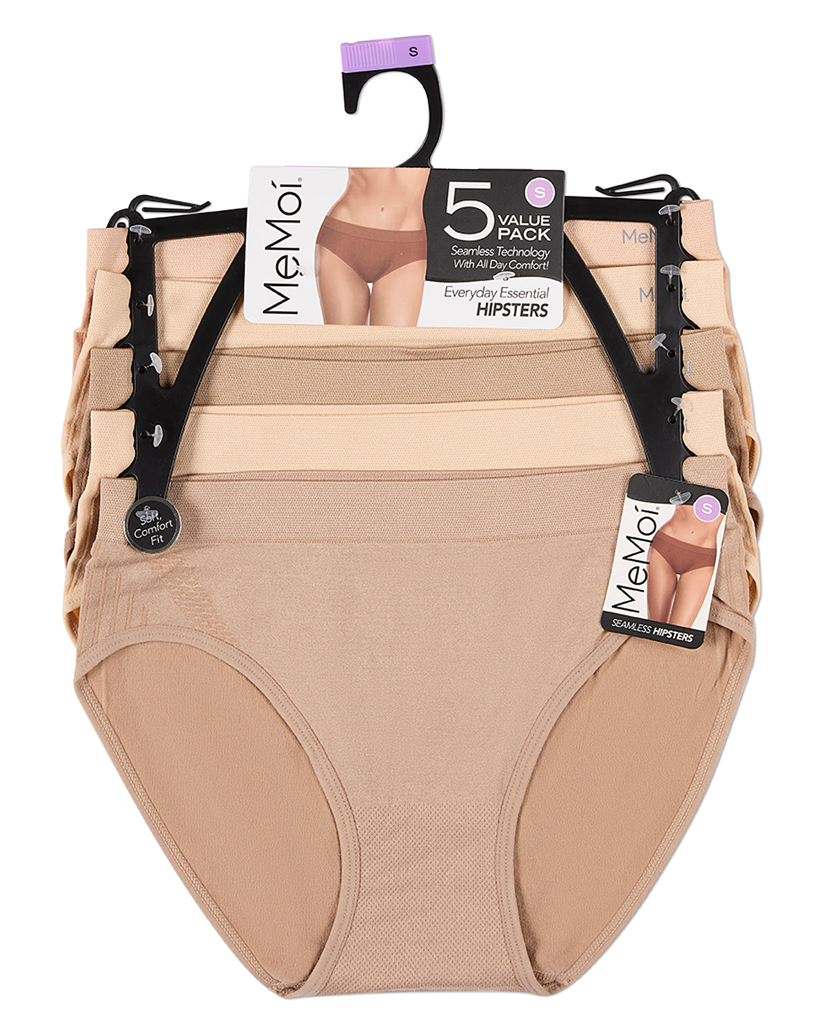 5 Pair Women's Seamless Honeycomb-Pattern Tag-Free Hipster Panties