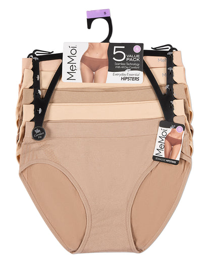 5 Pair Women's Seamless Honeycomb-Pattern Tag-Free Hipster Panties