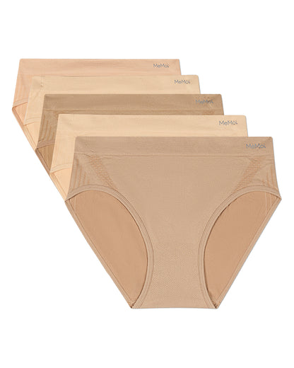 5 Pair Women's Seamless Honeycomb-Pattern Tag-Free Hipster Panties