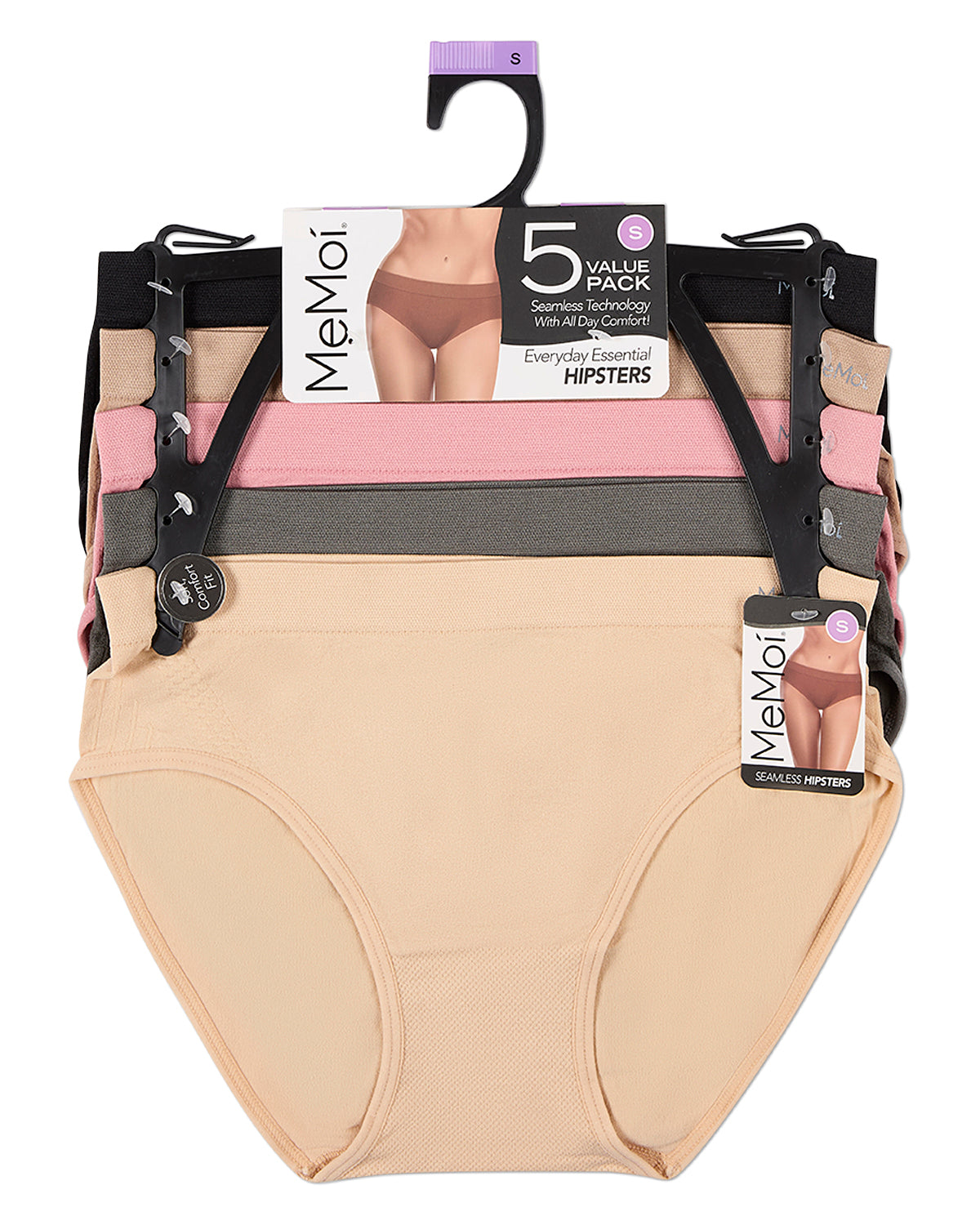 5 Pair Women's Seamless Honeycomb-Pattern Tag-Free Hipster Panties