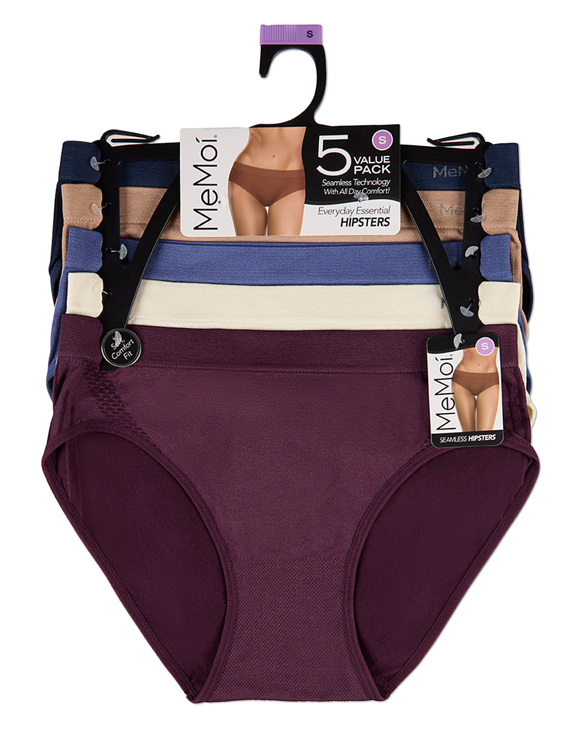 5 Pair Women's Seamless Honeycomb-Pattern Tag-Free Hipster Panties