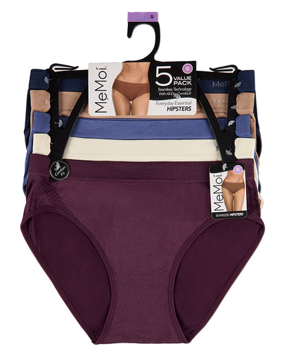 5 Pair Women's Seamless Honeycomb-Pattern Tag-Free Hipster Panties