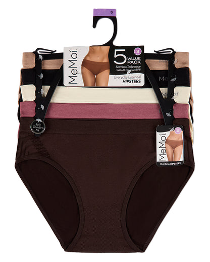 5 Pair Women's Seamless Honeycomb-Pattern Tag-Free Hipster Panties