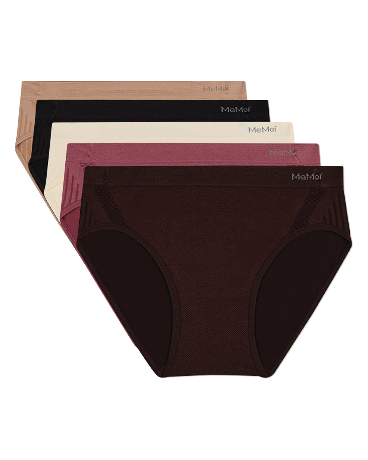 5 Pair Women's Seamless Honeycomb-Pattern Tag-Free Hipster Panties