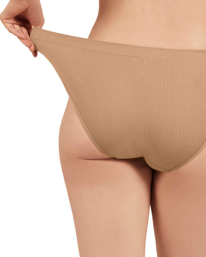 5 Pair Women's Seamless Tag-Free Bikini Panties - Stripes, Solids, Heathers