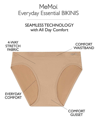 5 Pair Women's Seamless Tag-Free Bikini Panties - Stripes, Solids, Heathers