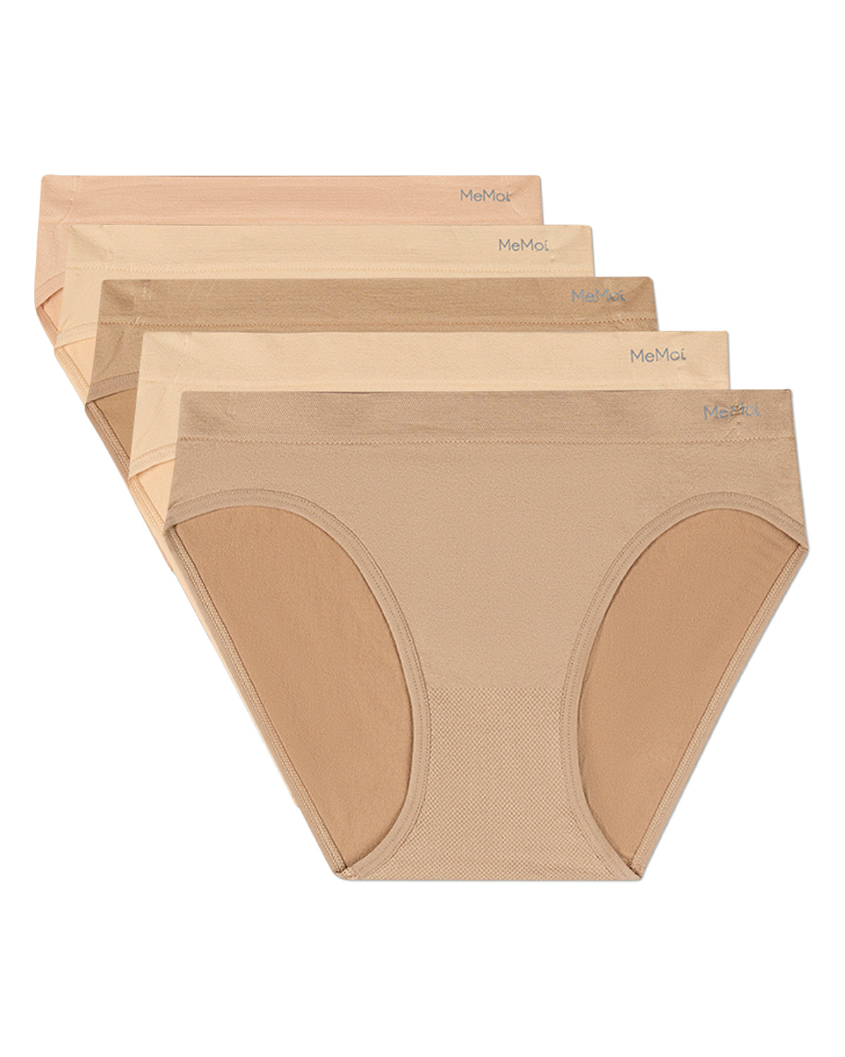 5 Pair Women's Seamless Tag-Free Bikini Panties - Stripes, Solids, Heathers