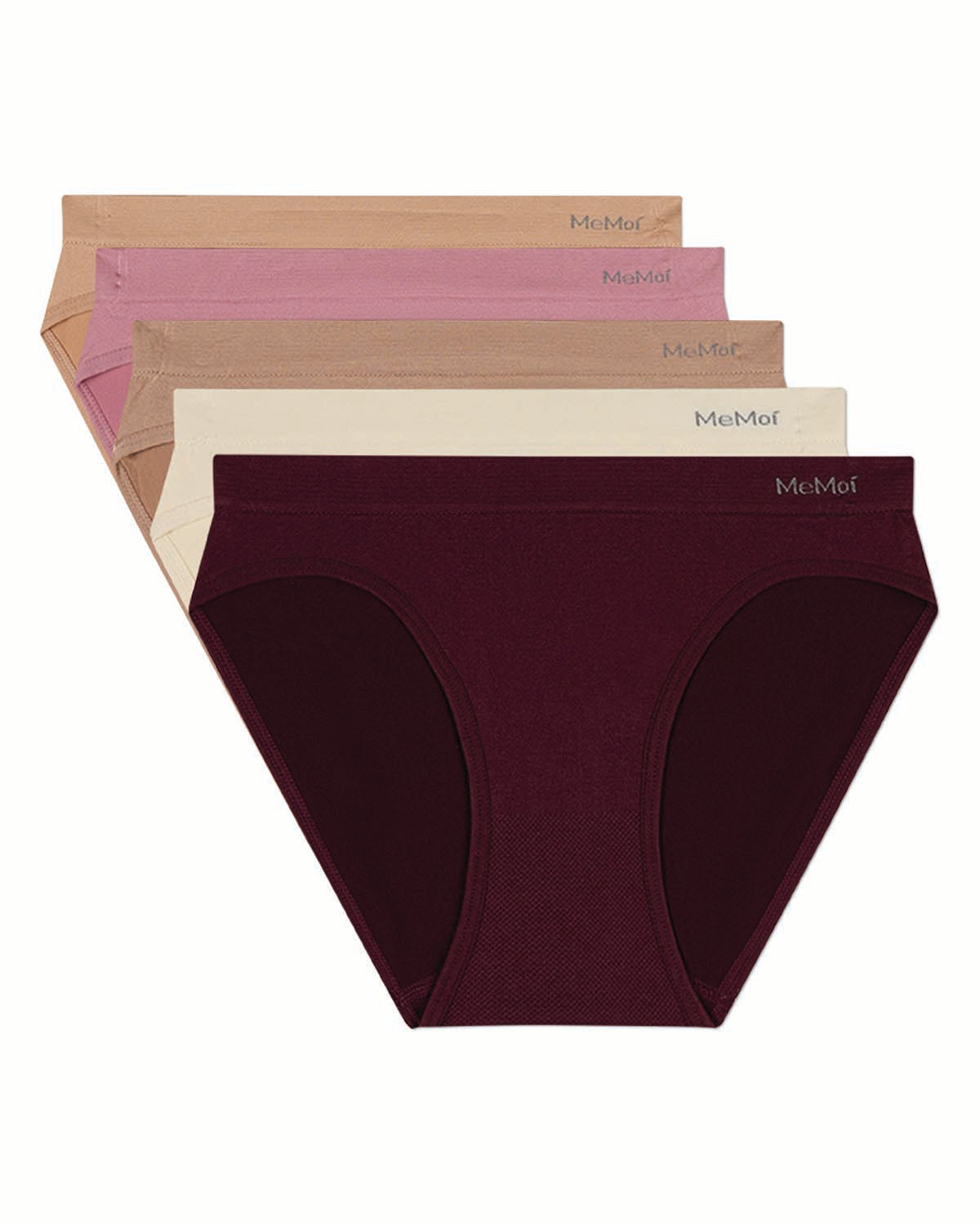 5 Pair Women's Seamless Tag-Free Bikini Panties - Stripes, Solids, Heathers