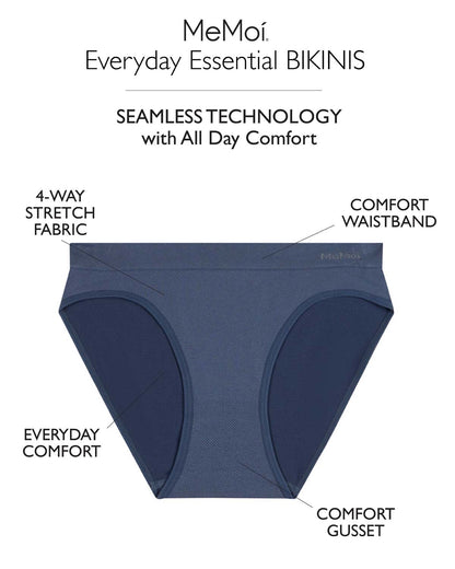 5 Pair Women's Seamless Tag-Free Bikini Panties - Stripes, Solids, Heathers