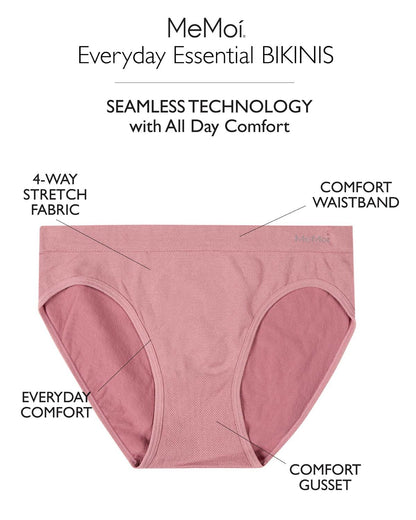 5 Pair Women's Seamless Tag-Free Bikini Panties - Stripes, Solids, Heathers