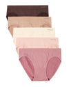 5 Pair Women's Seamless Tag-Free Bikini Panties - Stripes, Solids, Heathers