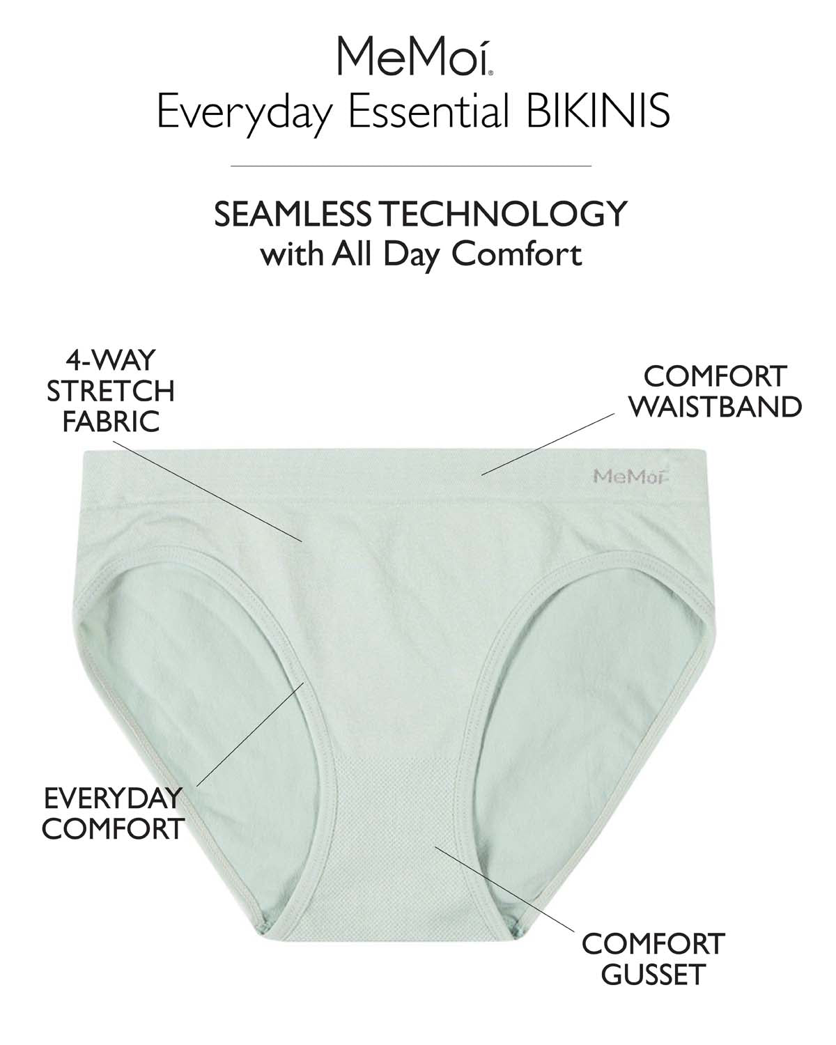 5 Pair Women's Seamless Tag-Free Bikini Panties - Stripes, Solids, Heathers