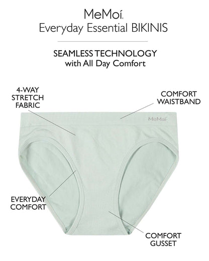 5 Pair Women's Seamless Tag-Free Bikini Panties - Stripes, Solids, Heathers