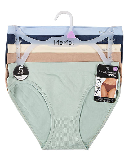 5 Pair Women's Seamless Tag-Free Bikini Panties - Stripes, Solids, Heathers