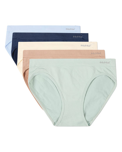 5 Pair Women's Seamless Tag-Free Bikini Panties - Stripes, Solids, Heathers