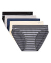 5 Pair Women's Seamless Tag-Free Bikini Panties - Stripes, Solids, Heathers
