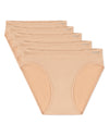 5 Pair Women's Seamless Tag-Free Bikini Panties - Stripes, Solids, Heathers